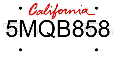 5MQB858 California License Plate