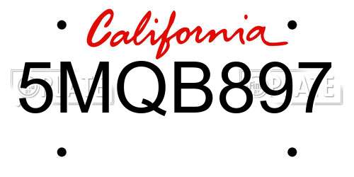 5MQB897 California License Plate