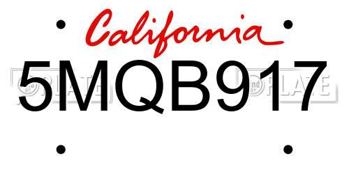5MQB917 California License Plate