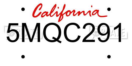 5MQC291 California License Plate