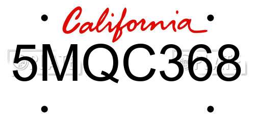5MQC368 California License Plate