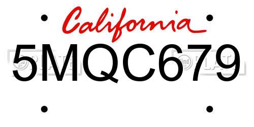 5MQC679 California License Plate