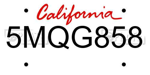 5MQG858 California License Plate