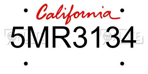 5MR3134 California License Plate