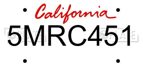 5MRC451 California License Plate