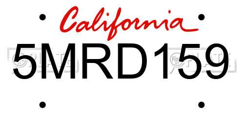 5MRD159 California License Plate