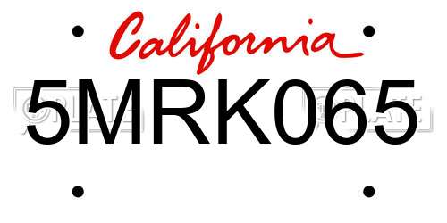 5MRK065 California License Plate