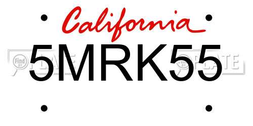 5MRK55 California License Plate