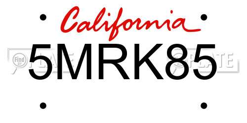 5MRK85 California License Plate