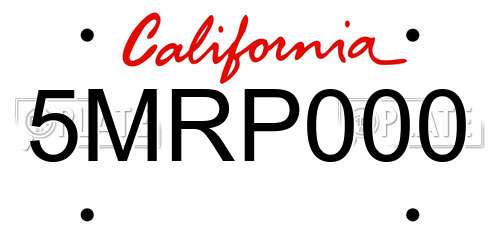 5MRP000 California License Plate