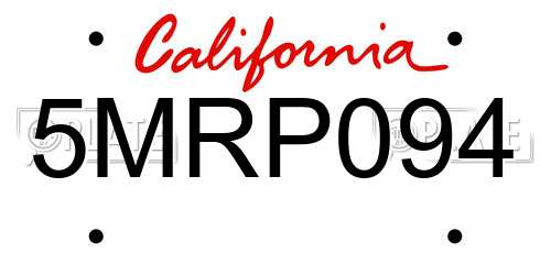 5MRP094 California License Plate