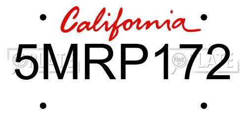 5MRP172 California License Plate