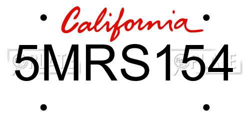 5MRS154 California License Plate