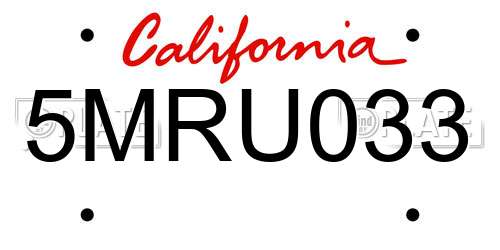5MRU033 California License Plate