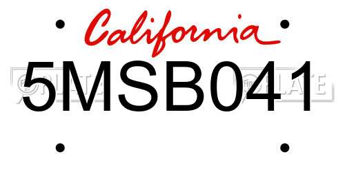 5MSB041 California License Plate