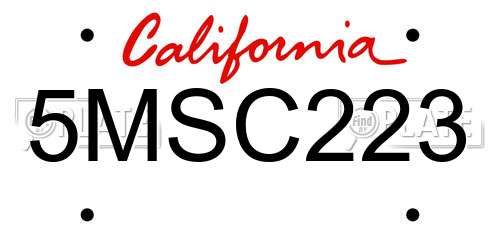 5MSC223 California License Plate