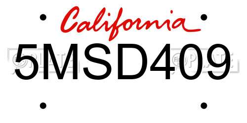 5MSD409 California License Plate