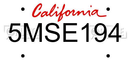 5MSE194 California License Plate