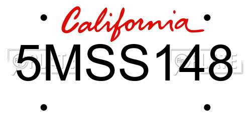 5MSS148 California License Plate