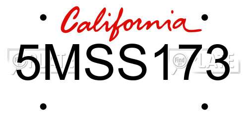 5MSS173 California License Plate