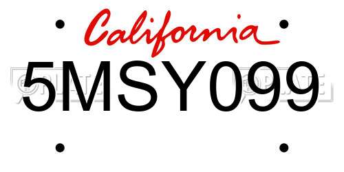 5MSY099 California License Plate