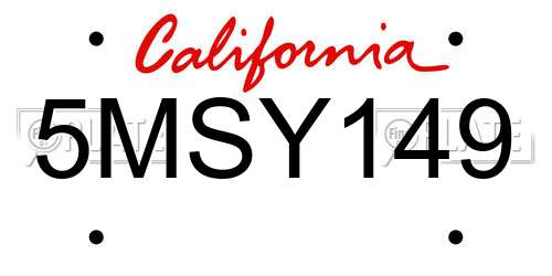 5MSY149 California License Plate