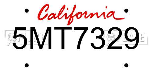 5MT7329 California License Plate