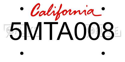 5MTA008 California License Plate