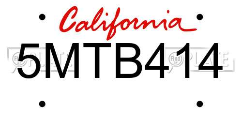 5MTB414 California License Plate