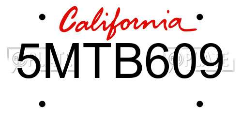 5MTB609 California License Plate