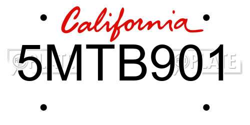 5MTB901 California License Plate