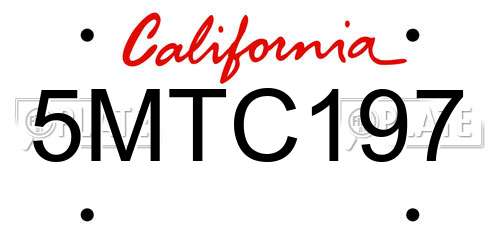 5MTC197 California License Plate