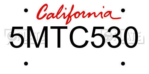 5MTC530 California License Plate