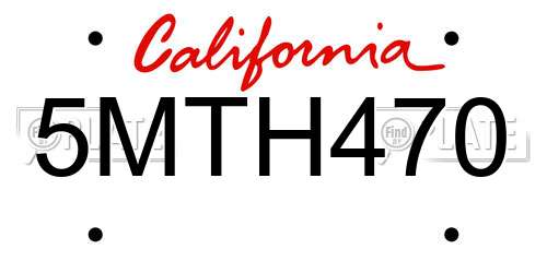 5MTH470 California License Plate