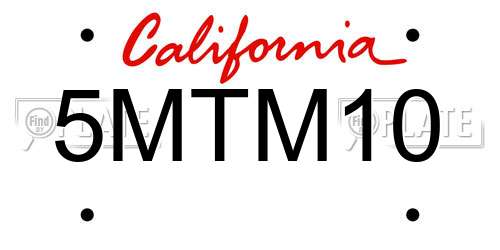5MTM10 California License Plate
