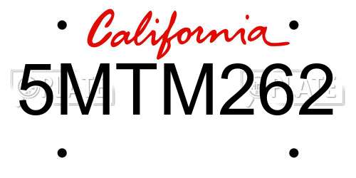 5MTM262 California License Plate