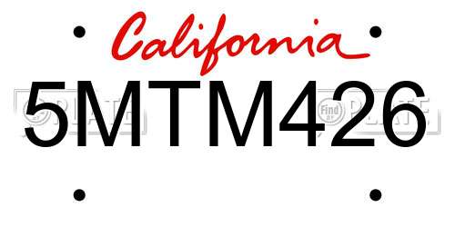 5MTM426 California License Plate