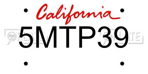 5MTP39 California License Plate