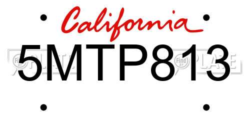 5MTP813 California License Plate