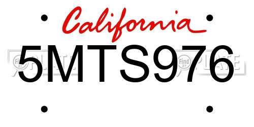 5MTS976 California License Plate