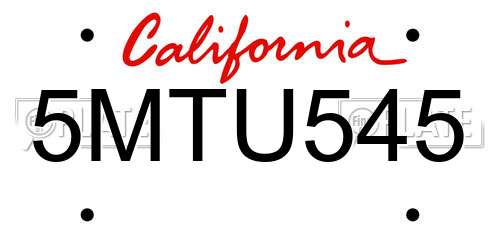 5MTU545 California License Plate
