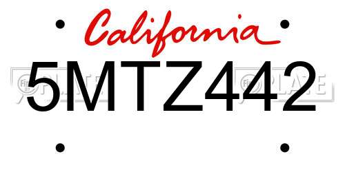 5MTZ442 California License Plate