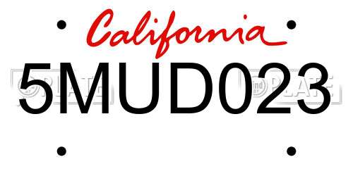 5MUD023 California License Plate