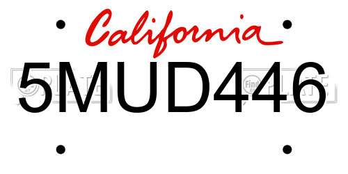 5MUD446 California License Plate