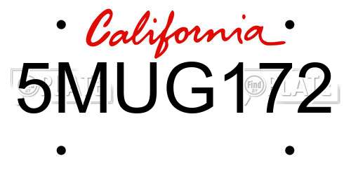 5MUG172 California License Plate