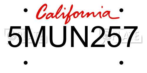 5MUN257 California License Plate