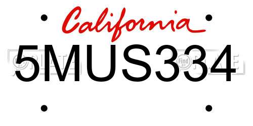 5MUS334 California License Plate