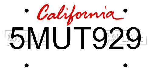 5MUT929 California License Plate