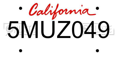 5MUZ049 California License Plate