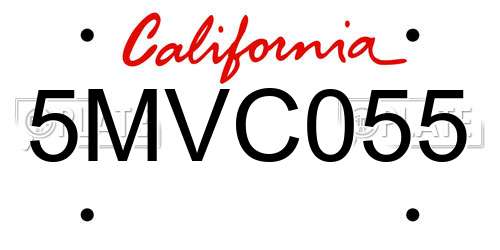 5MVC055 California License Plate